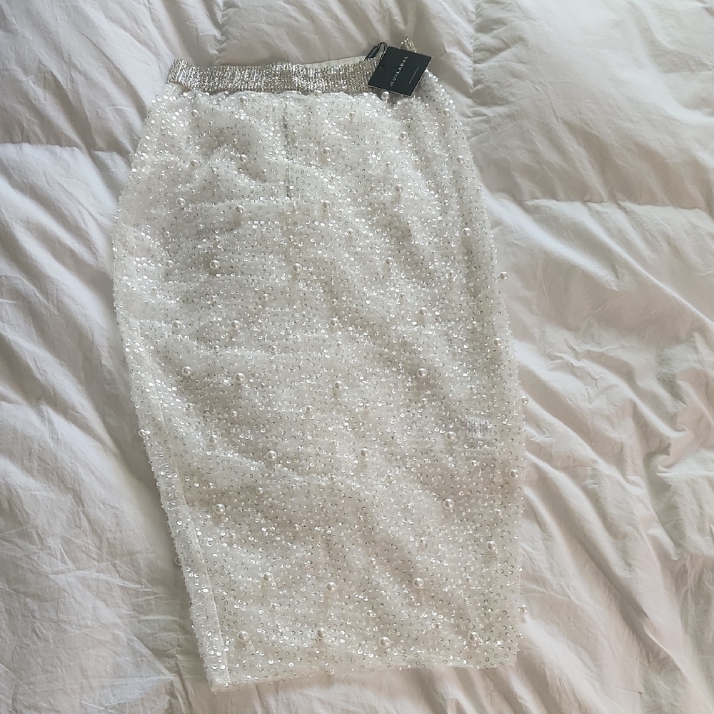 JLUX LABEL Beaded Midi Skirt with Rhinestone Waistband - Picture 6 of 13